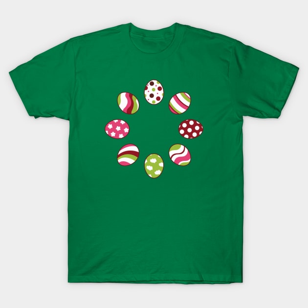 Eggs | Pink Green | Stripes | Dots | Clouds | Light Green T-Shirt by Wintre2